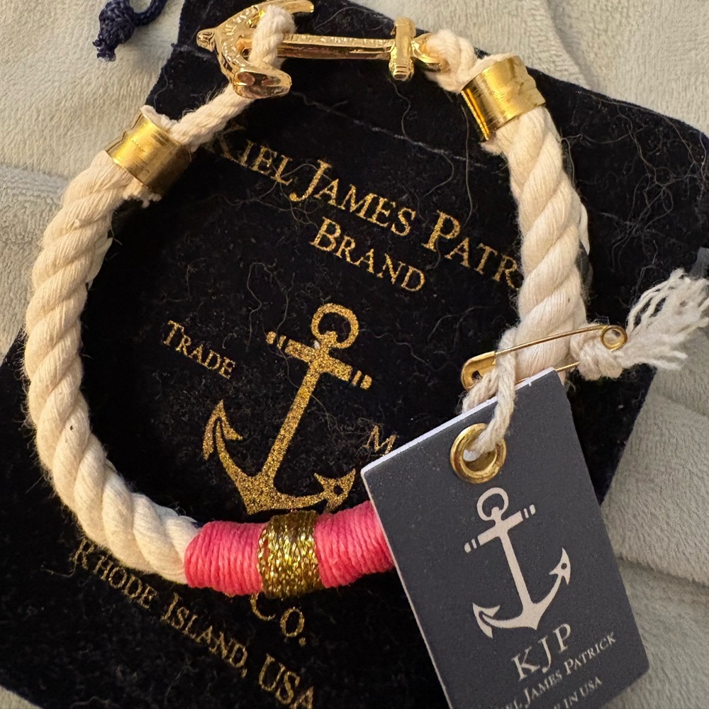 Kiel James Patrick Anchor Bracelet - Gold and Cream